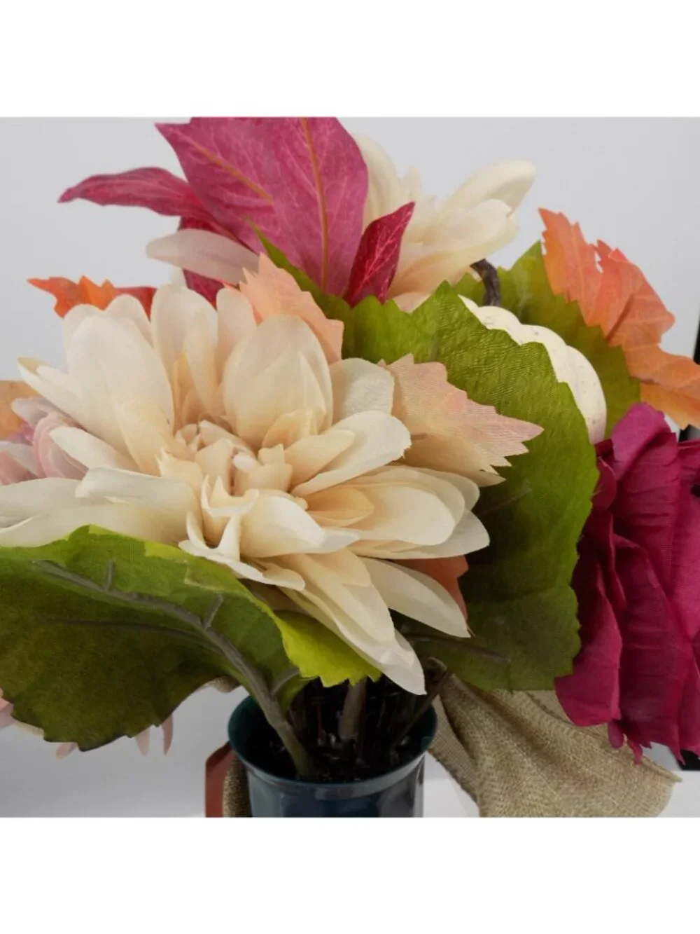 Graveyard Memorial Fall Flowers Medium Cone Remembrance Burgundy Cream Pumpkin